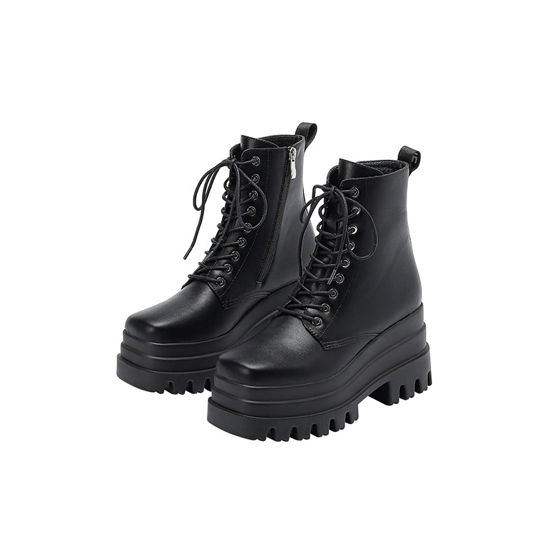 Nala Black Wedge Boots for Women newgew