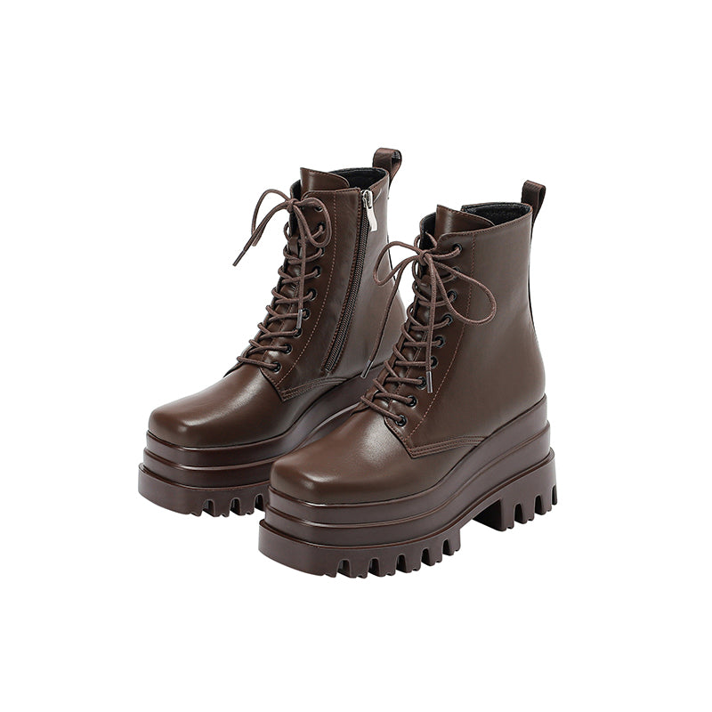 Nala Platform Brown Wedge Boots newgew
