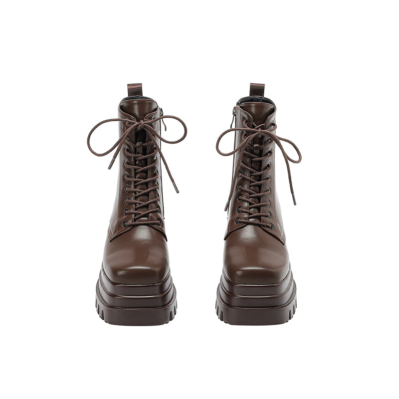 Nala Platform Brown Wedge Boots newgew