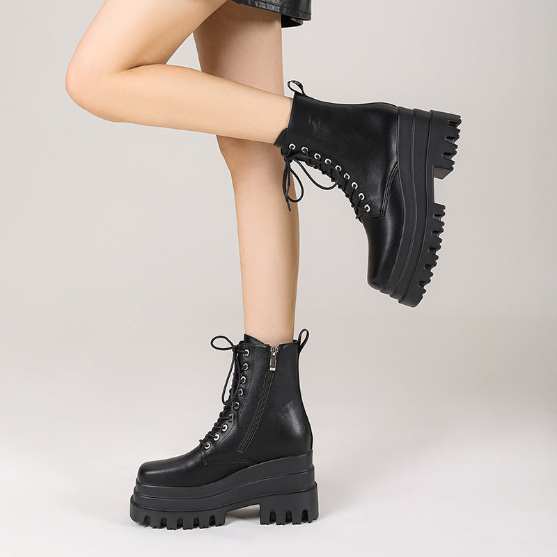 Nala Black Wedge Boots for Women newgew