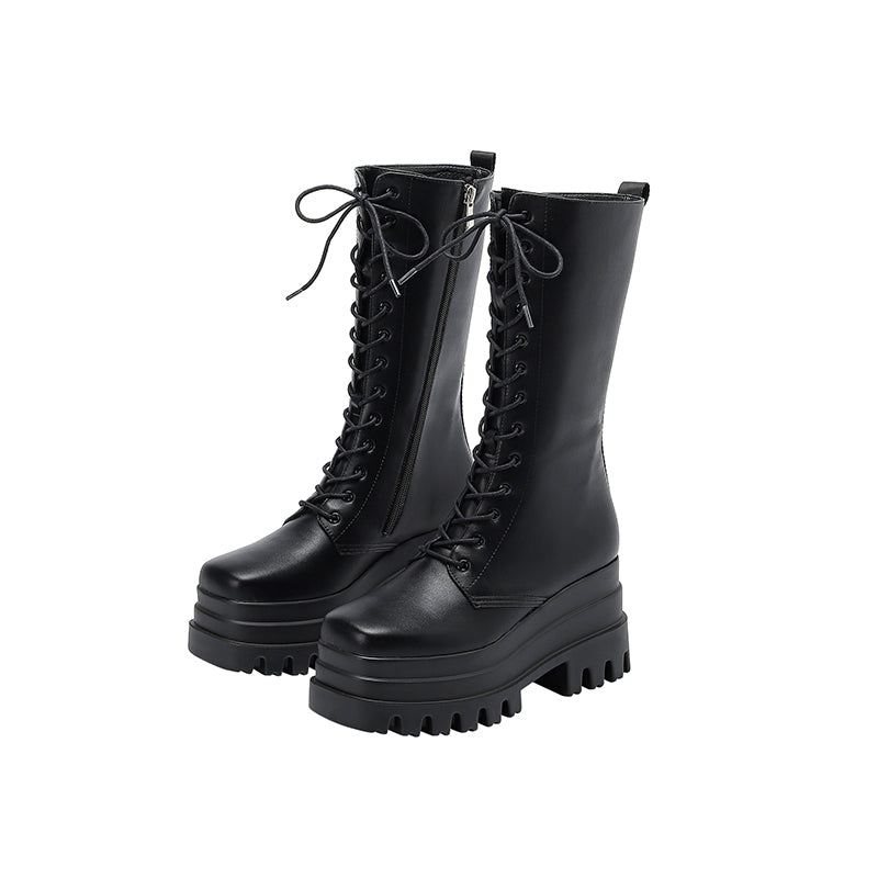 Nala Black Wedge Boots for Women newgew