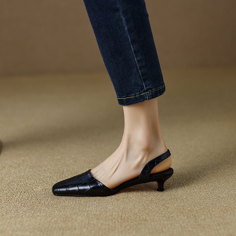 Norah Black Heeled Slingbacks Newgew
