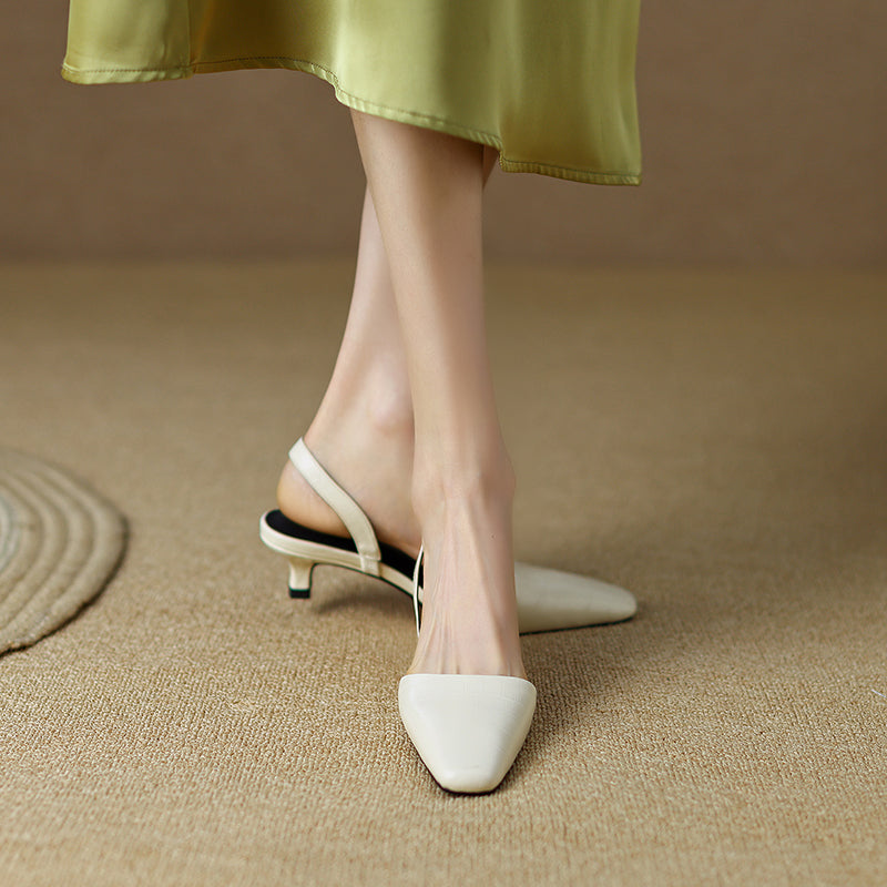 Norah Crocodile White Slingback Heels Newgew
