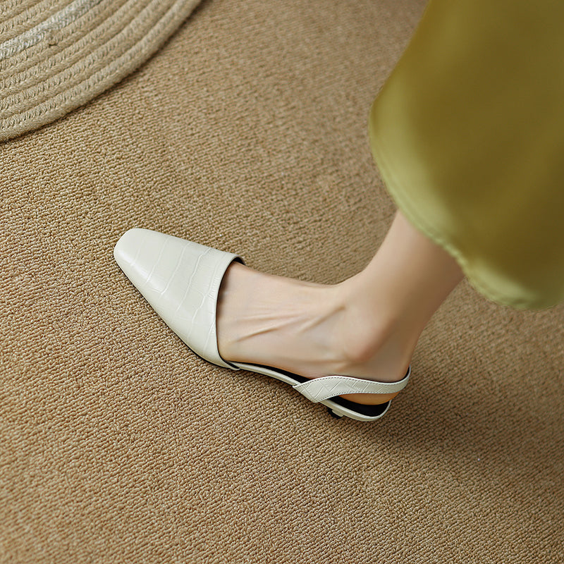 Norah Crocodile White Slingback Heels Newgew