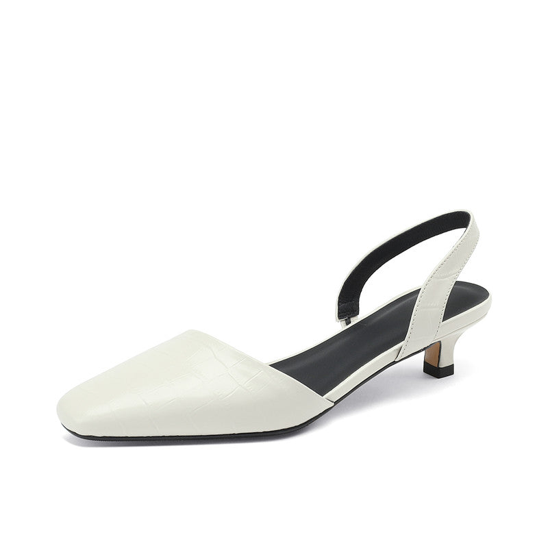 Norah Crocodile White Slingback Heels Newgew