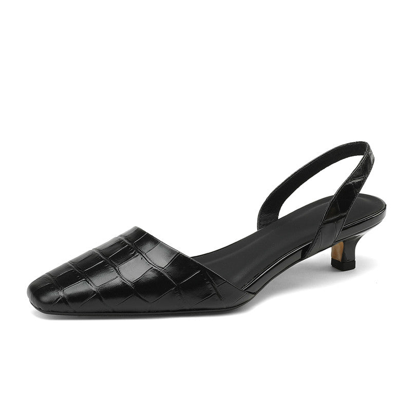 Norah Black Heeled Slingbacks Newgew