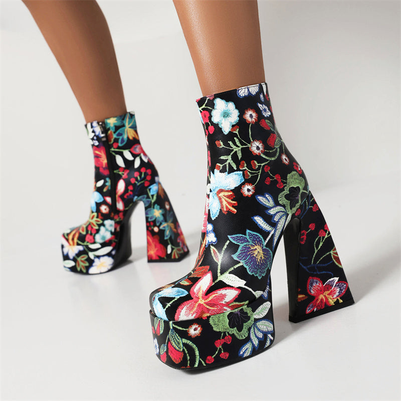 Nylah Womens Platform Embroidered Boots Newgew