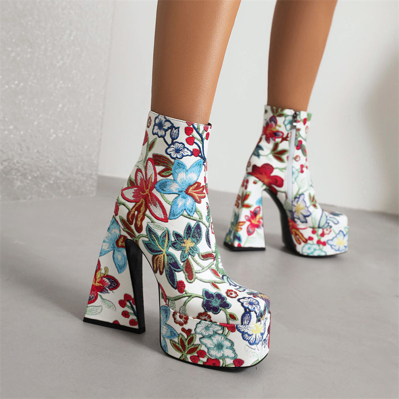 Nylah Womens Platform Embroidered Boots Newgew