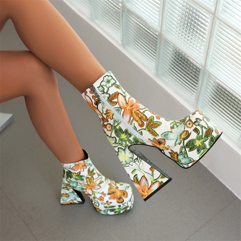 Nylah Womens Platform Embroidered Boots Newgew