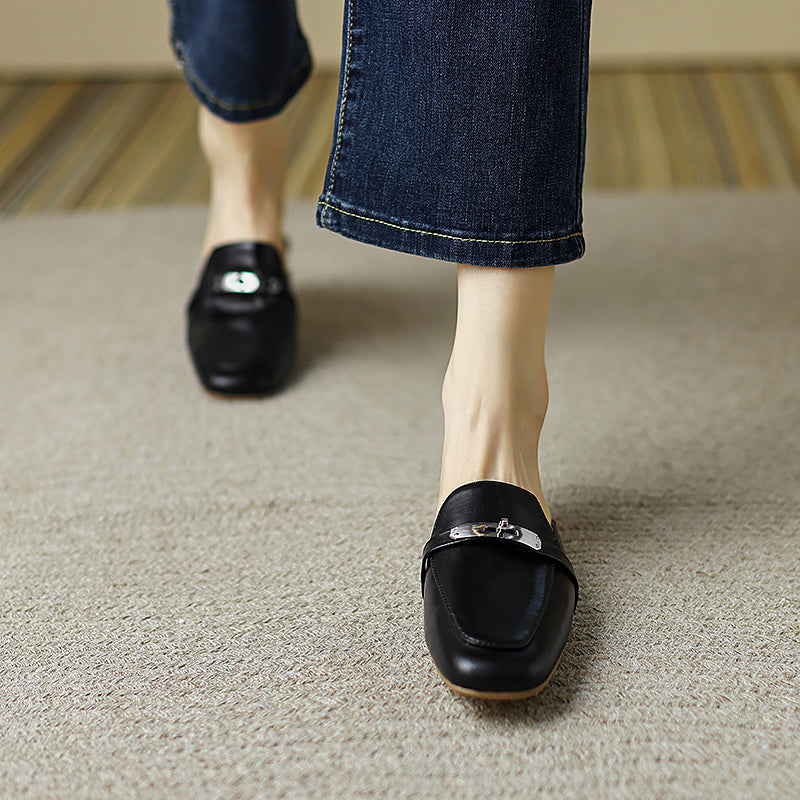 Erin Black Loafer Mules NEW GEW