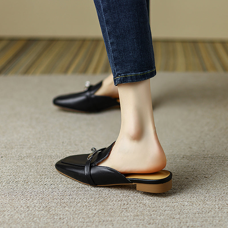 Erin Black Loafer Mules NEW GEW