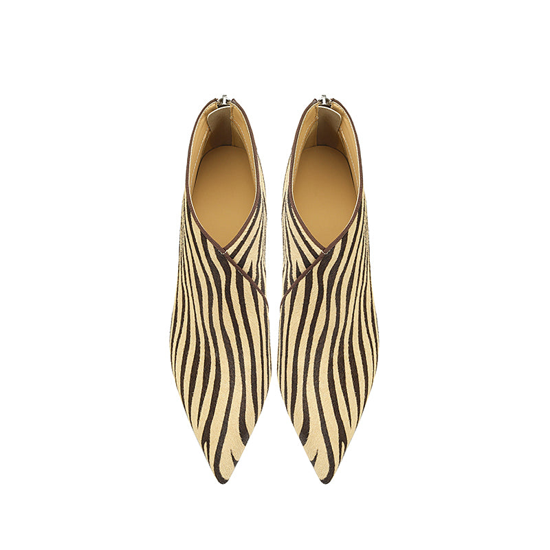 Mya Zebra Print Pointy Toe Ankle Booties newgew