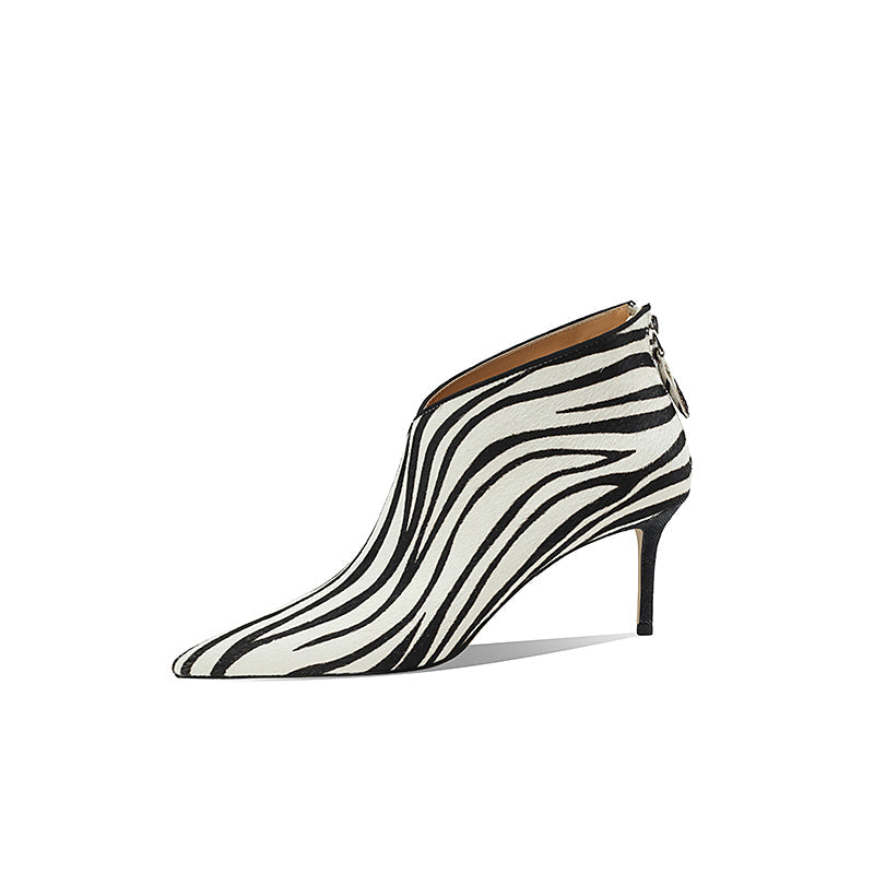 Mya Zebra Print Pointy Toe Ankle Booties newgew