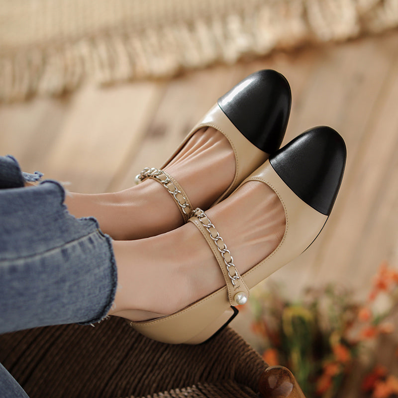 Daphne Cap Toe Mary Janes with Chain NEW GEW