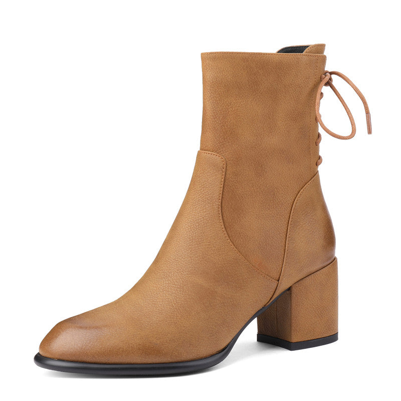Coral Handmade Genuine Leather Heeled Ankle Boots NEW GEW