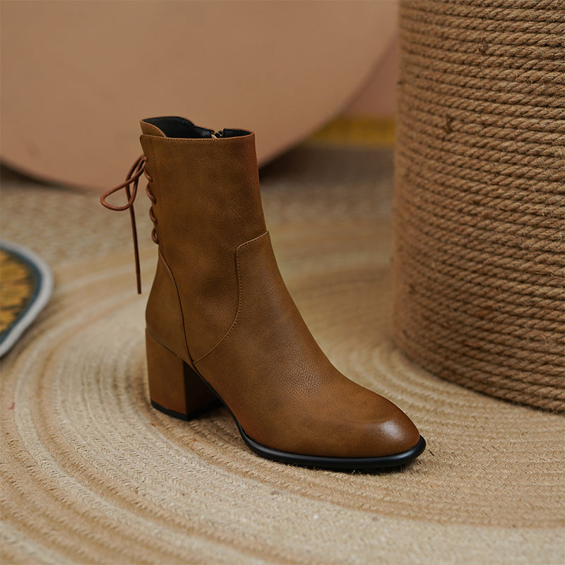 Coral Handmade Genuine Leather Heeled Ankle Boots NEW GEW