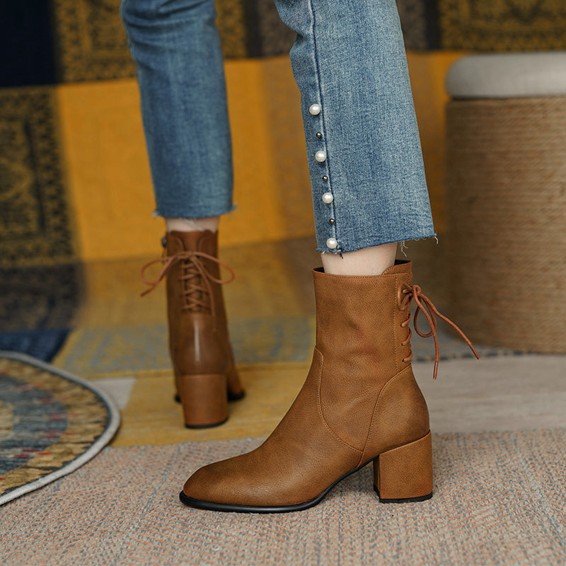 Coral Handmade Genuine Leather Heeled Ankle Boots NEW GEW