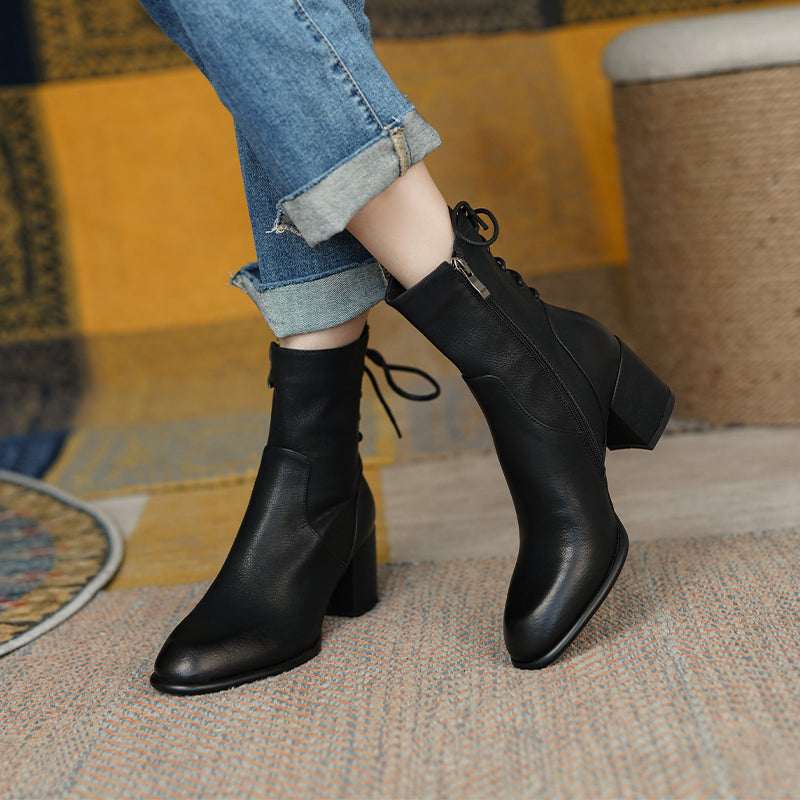 Coral Handmade Genuine Leather Heeled Ankle Boots NEW GEW