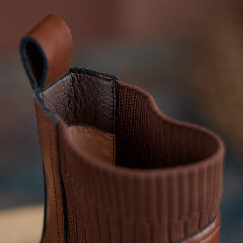 Yasmin Genuine Leather High Chunky Heel Ankle Boots Newgew