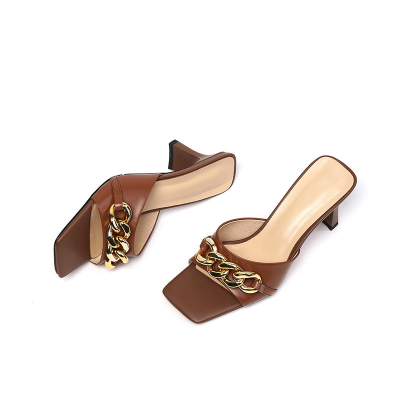 Cattleya Open Toe Mules with Chain Newgew