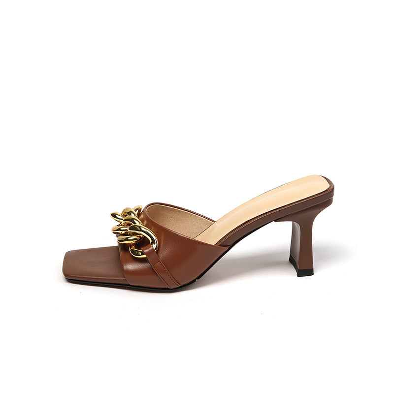 Cattleya Open Toe Mules with Chain Newgew