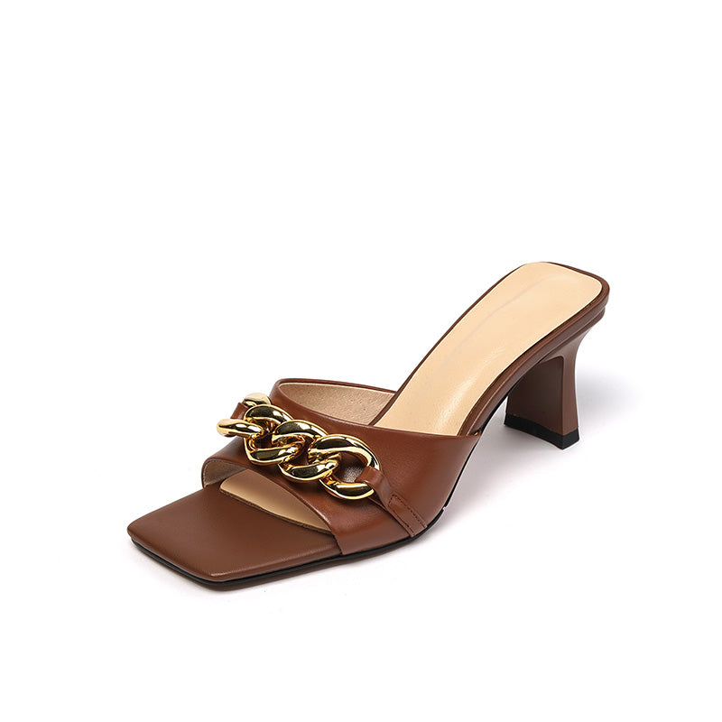 Cattleya Open Toe Mules with Chain Newgew