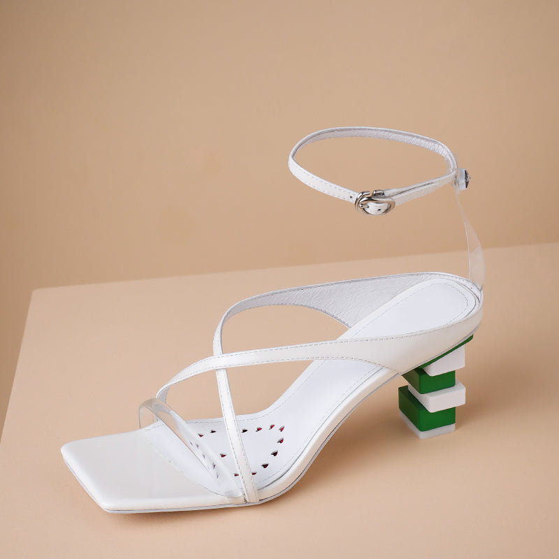 Clover Novelty Heel Cross Strap Sandals NEW GEW