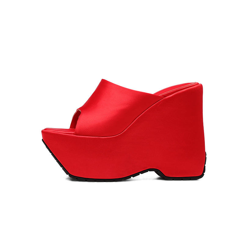 Bree Genuine Leather Open Toe Wedge Mules Newgew