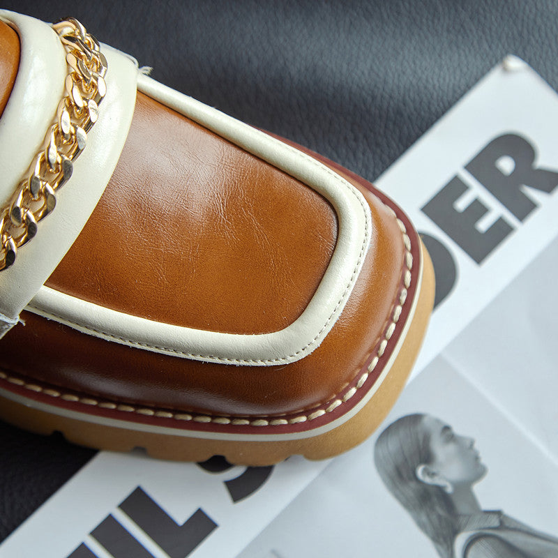 Dani Handmade Patchwork Platform Chunky Loafers NEW GEW