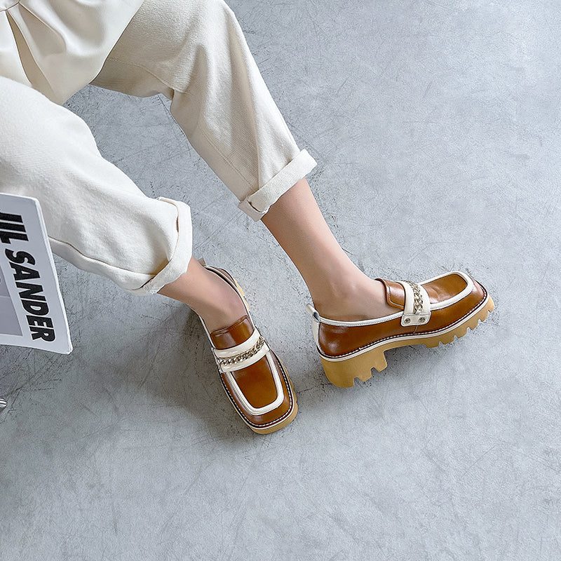 Dani Handmade Patchwork Platform Chunky Loafers NEW GEW