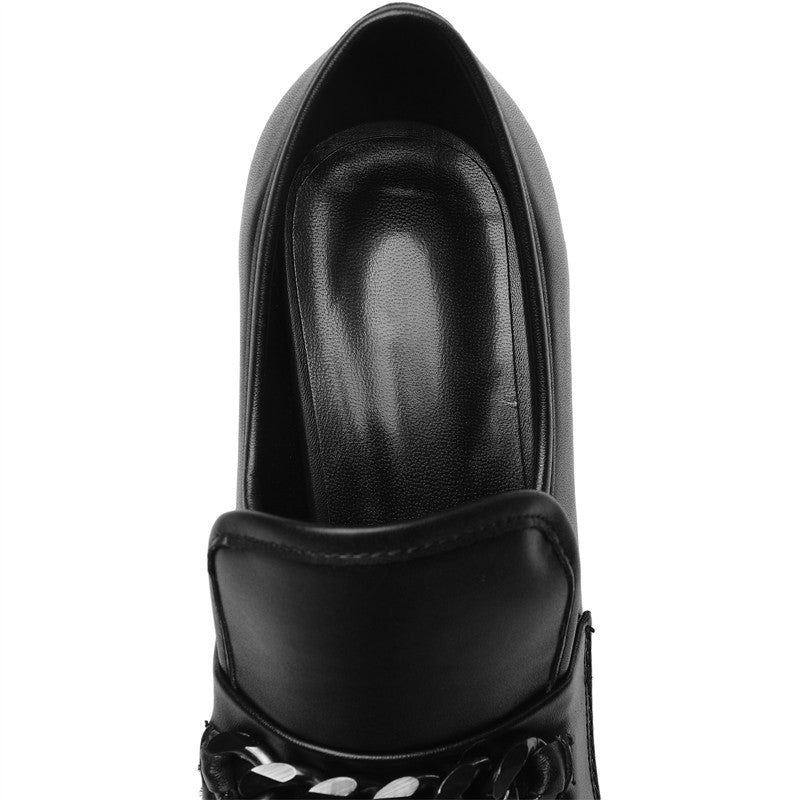 Dayana Platform High Chunky Heel Loafers with Chain NEW GEW