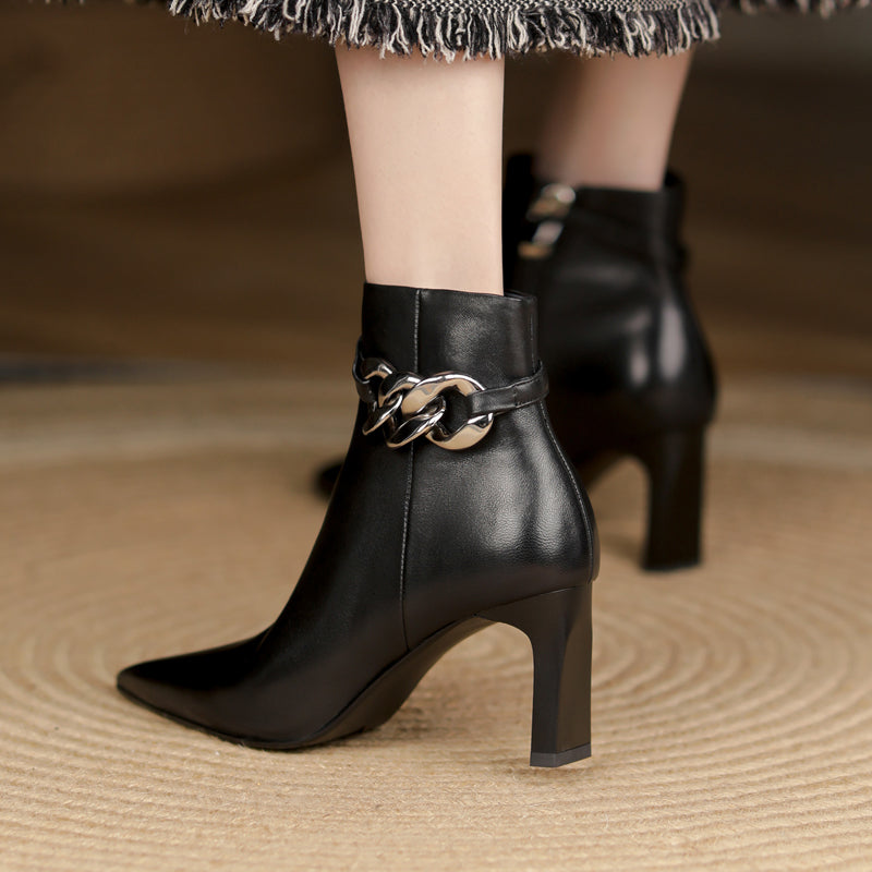 Cheyenne Heeled Ankle Boots with Chain NEW GEW