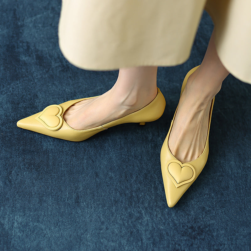 Destiny Pointy Toe Heart Kitten Heels NEW GEW