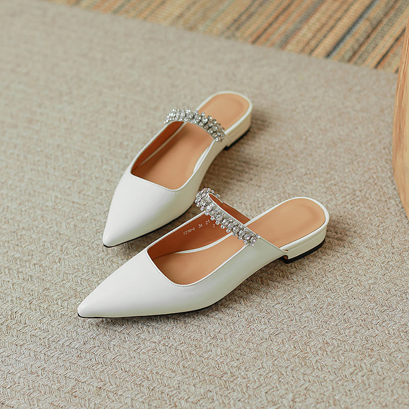 Danni Pointy Toe Mules with Rhinestones NEW GEW