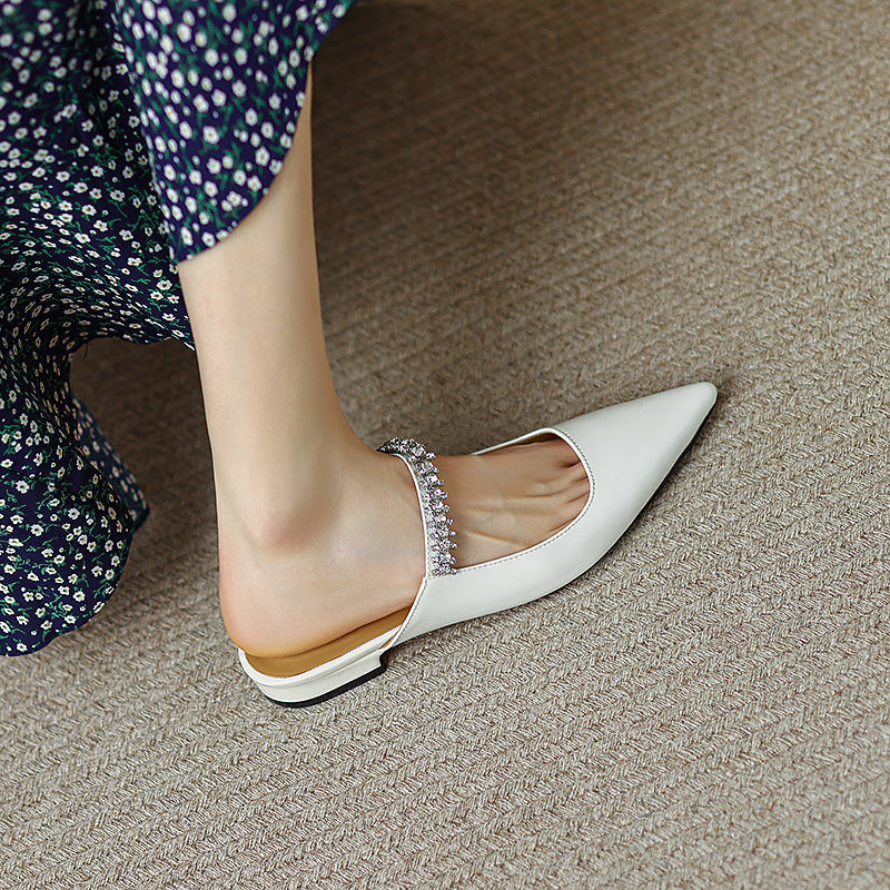 Danni Pointy Toe Mules with Rhinestones NEW GEW
