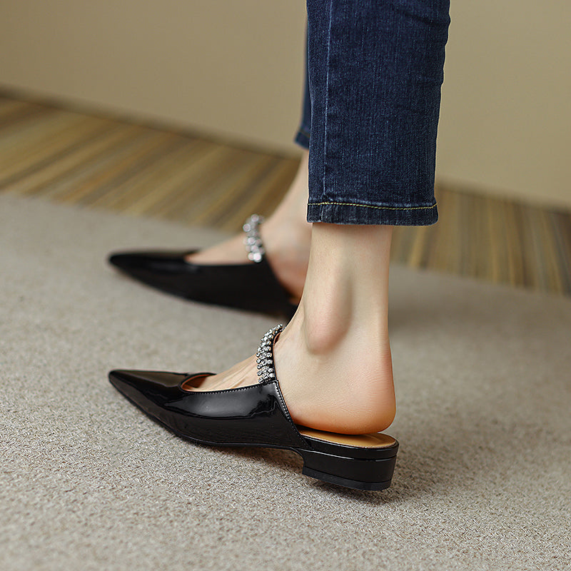 Danni Pointy Toe Mules with Rhinestones NEW GEW