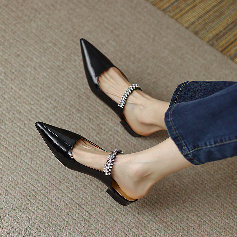 Danni Pointy Toe Mules with Rhinestones NEW GEW