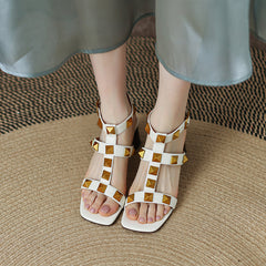 Danika Rivet Handmade Chunky Heel Sandals NEW GEW