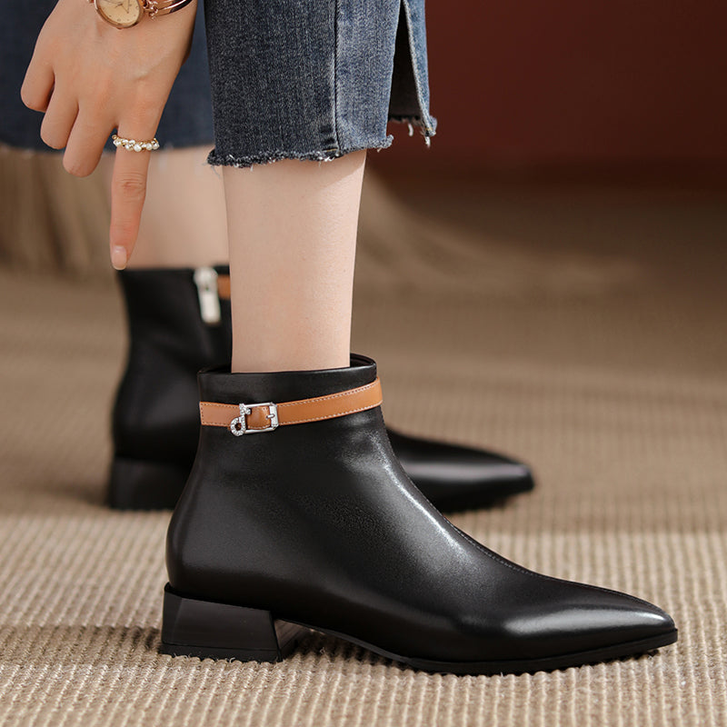 Colette Pointy Toe Genuine Leather Ankle Boots NEW GEW