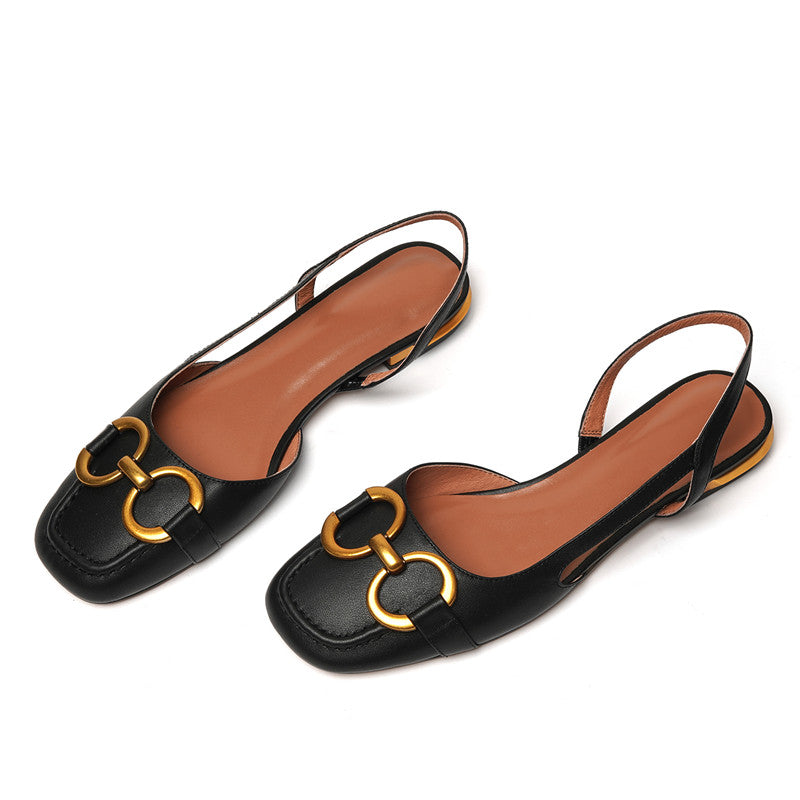 Dania Handmade Slingback Flats with Chain NEW GEW