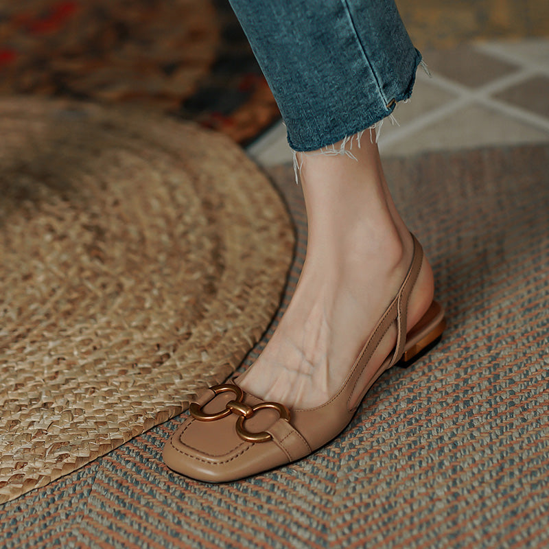 Dania Handmade Slingback Flats with Chain NEW GEW
