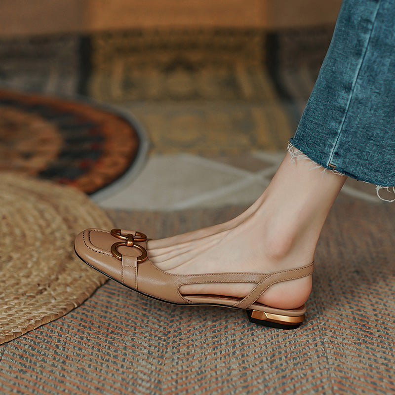Dania Handmade Slingback Flats with Chain NEW GEW