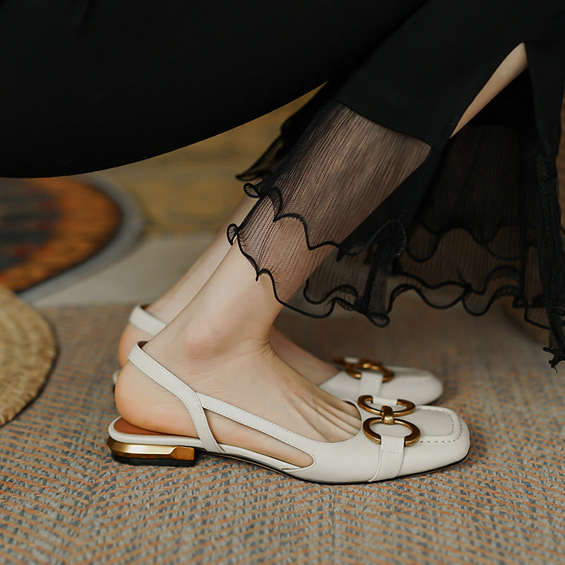 Dania Handmade Slingback Flats with Chain NEW GEW
