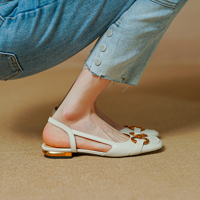 Debora Genuine Leather Slingback Flats NEW GEW