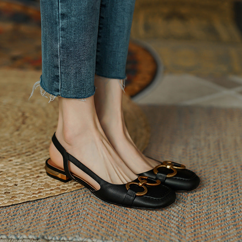 Dania Handmade Slingback Flats with Chain NEW GEW