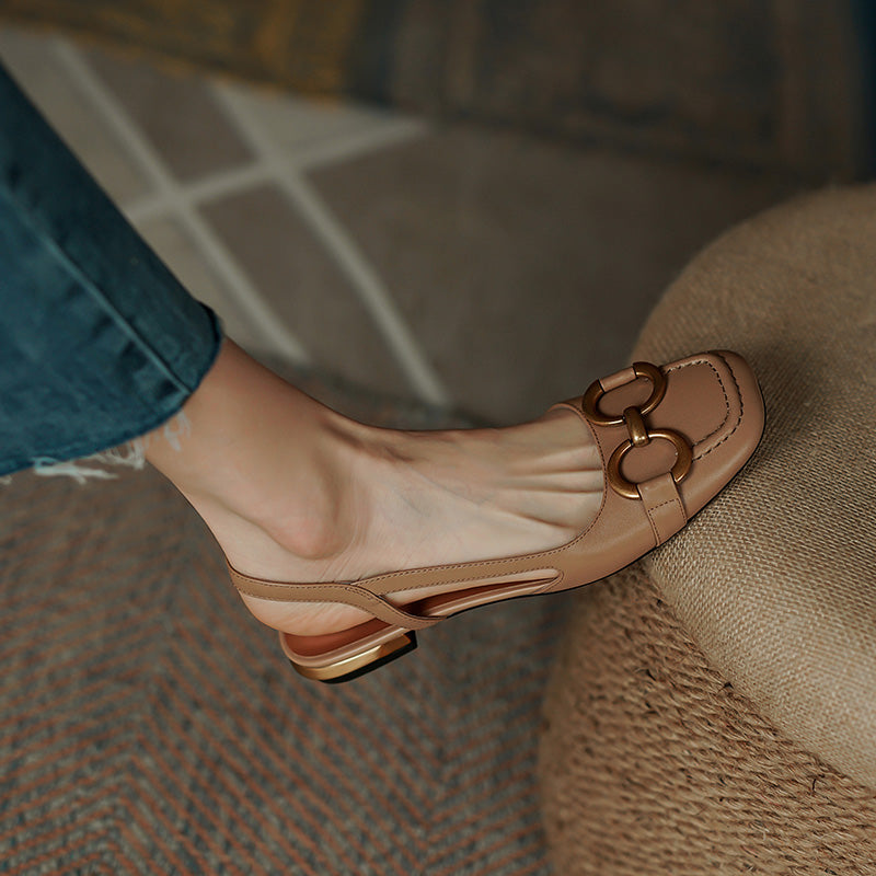 Dania Handmade Slingback Flats with Chain NEW GEW