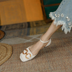 Drew Handmade Ankle Strap Flats with Tassel NEW GEW
