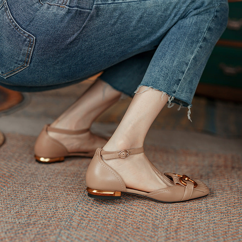 Drew Handmade Ankle Strap Flats with Tassel NEW GEW