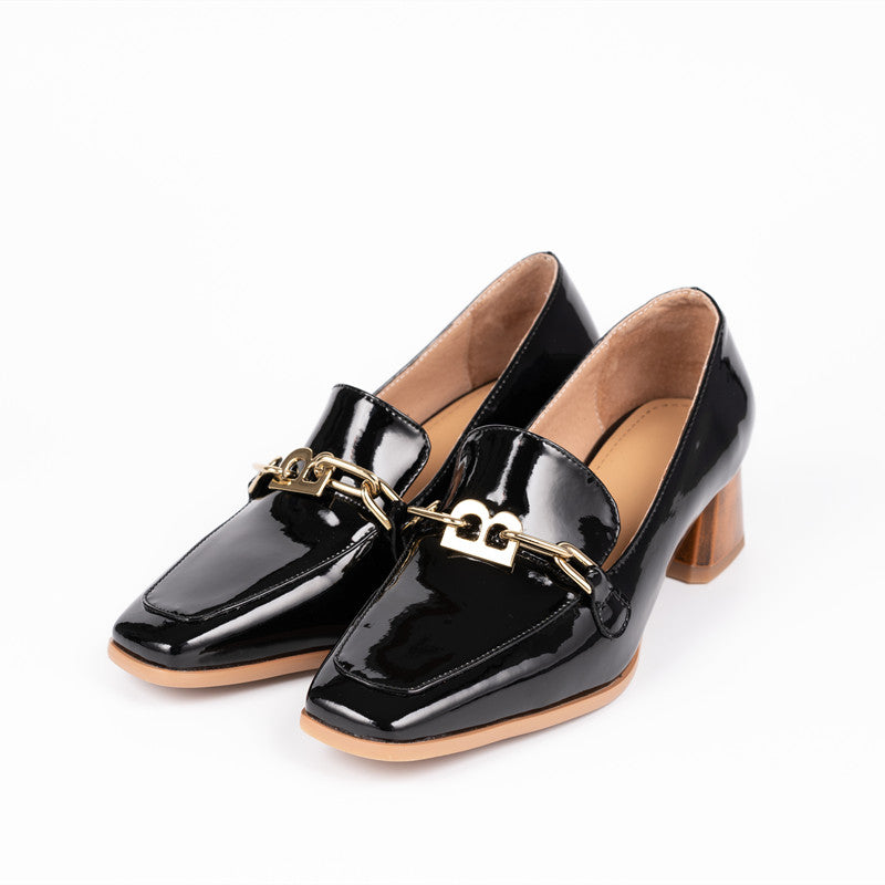 Colbie Heeled Loafers with Metallic Decor NEW GEW