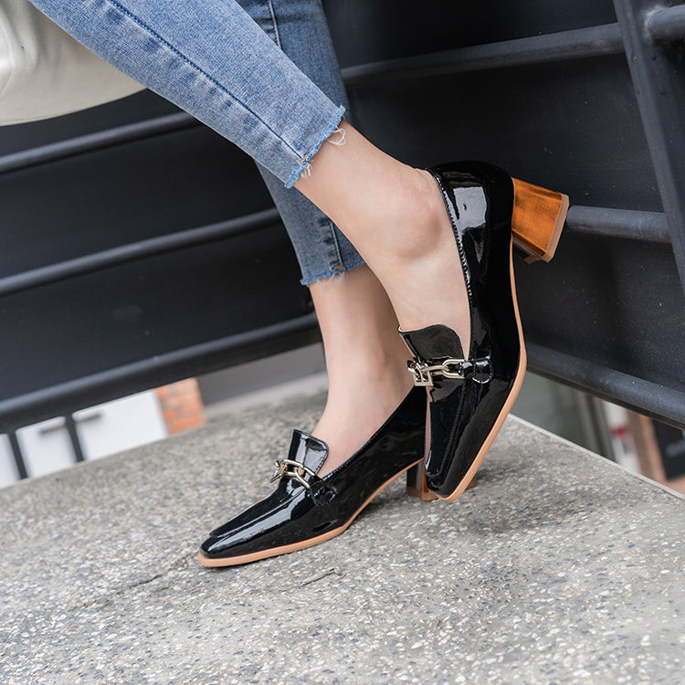 Colbie Heeled Loafers with Metallic Decor NEW GEW